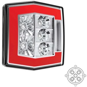 LED compact achterlicht met kentekenverlichting | 12-36v | 5-PIN | V10C4-730B5-FT-120 T LED BAJONET-V10C4-730B5