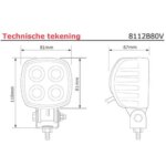 LED werklamp | 12 watt | 1000 lumen | 12-24v | Floodbeam zwart | 8112BM-8112BM-8112BM-3