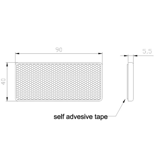 Witte reflector | 90 x 40mm. | 3m-plakstrip | VRF-500W-DOB-035 B-VRF-500W-2