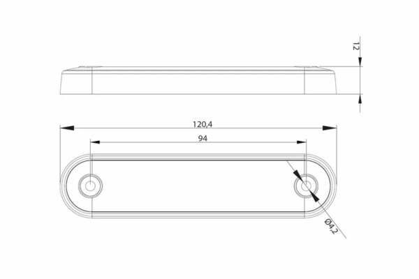 LED markeringslicht -lang rood | 12-24v | 0