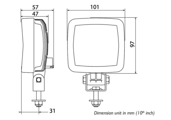 LED ABL R23 werklamp 1000lm - 14W - IP69K - ingebouwde DT-connector | D14880-D14880-D14880-2