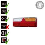 Rechts | LED Trailerlamp | dynamisch knipperlicht | 9-36v | 7-PIN | 200cm. kabel | VC-1012B7-FT-500-26 LED-VC-1012B7
