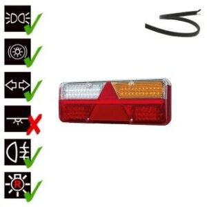Rechts | LED Trailerlamp | dynamisch knipperlicht | 9-36v | 200cm. kabel | VC-1012-FT-500-25 LED-VC-1012