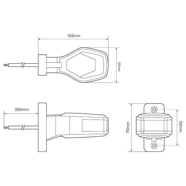Links | LED breedtelamp | 12-24v | 30cm. kabel | rood-wit-amber | 1009LE-1009LE-1009LE-5