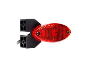 LED markeringslicht + steun ovaal rood 12-24v 0