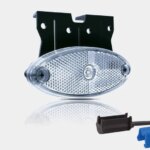 LED markeringslicht ovaal wit met steun | 12-24v | 0