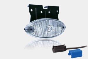 LED markeringslicht ovaal wit met steun | 12-24v | 0