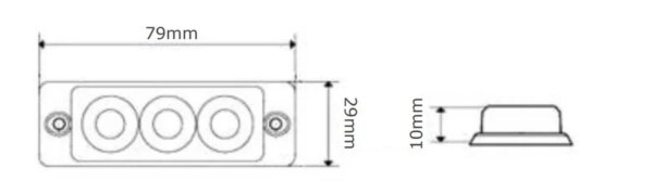 LED flitser 3 LED's | R65 | ultra platte slimline | amber | 10-30v | S11F3002--S11F3002-3