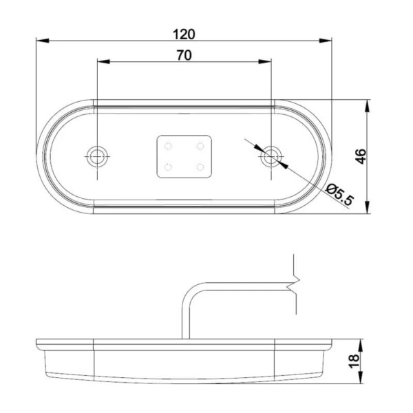 LED markeringslicht wit | 12-24v | 50cm. kabel | MV-1400W-FT-020 B LED-MV-1400W-5