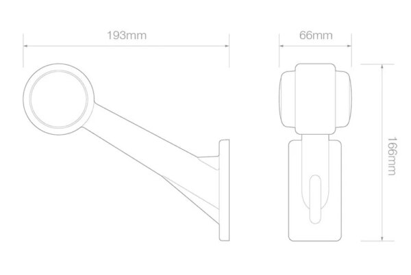 Rechts | LED breedtelamp | schuine steel | 12-24v | 20cm. kabel | 1004RE-1004RE-1004RE-2