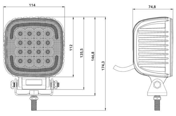 LED Quad werklamp incl positielicht 9-36v - 9280lm - 80W | 581480-581445-581480-4