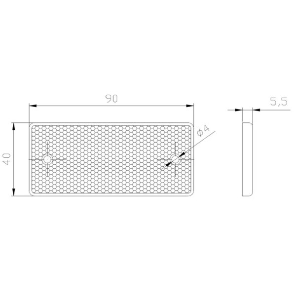 Rode reflector 90 x 40mm. met schroefbevestiging | VRF-501R-DOB-034 C-VRF-501R-2