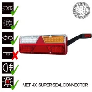 Rechts | LED Trailerlamp | dynamisch knipperlicht | 9-36v | 7-PIN+superseal+alarm | VC-1022B7SSA-FT-500-23678 LED-VC-1022B7SSA