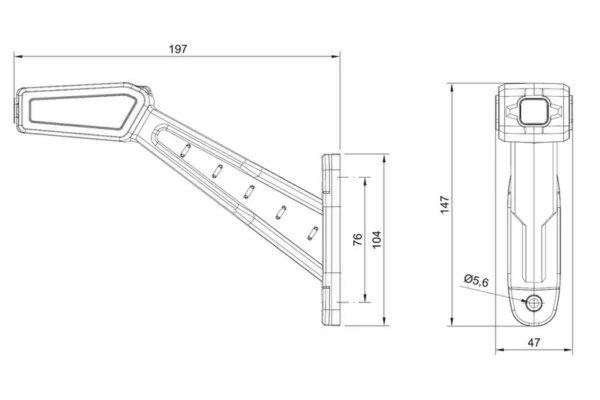 Links | LED breedtelamp | 12-36v | 30cm. kabel | rood-wit-amber | MB-1461RWA-FT-146 L LED-MB-1461RWA-4
