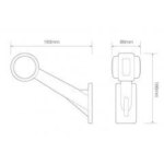 Rechts | LED breedtelamp met schuine steel | 12-24v | 20cm. kabel | 1005RE-1005RE-1005RE-3
