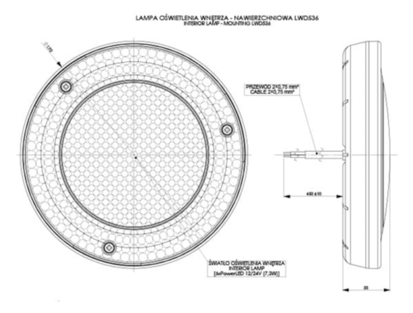 LED interieurlamp 690lm - 4000K - 12-24v - Opbouw wit | BG-1800W-LWD 536-BG-1800W-2