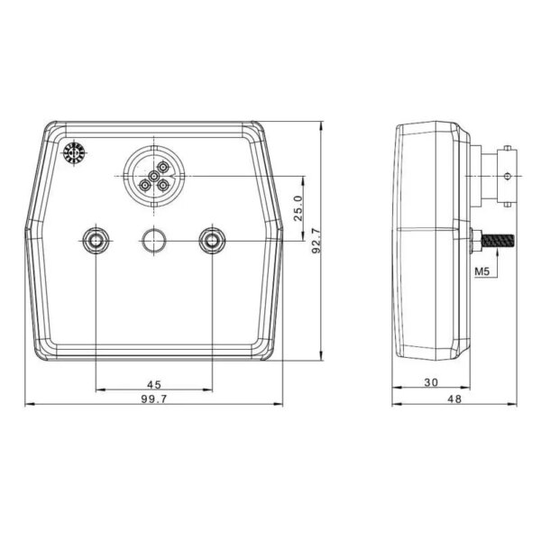 LED compact achterlicht | 12v | met kentekenverlichting 5-PIN | VC-2210B5-FT-222 LED T BAJONET-VC-2210B5-2
