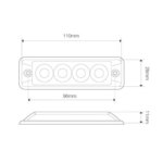 Ultra platte Slimline LED flitser 4 LED's | R65 | Amber | 175cm. kabel | 10-30v | S11F4002-225--S11F4002-225-4