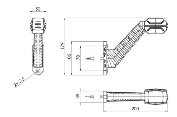 LED breedtelamp rechts 12-24v | MB-6002RWA-LD 2995-MB-6002RWA-6