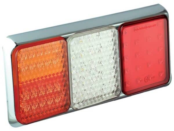 LED achterlicht met chromen rand | 12-24v | 40cm. kabel | 100CSTIWFMLE - Afbeelding 1