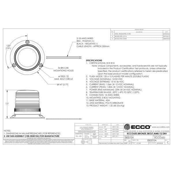 LED flits zwaailamp rood | 12-24v | R10 - Afbeelding 2