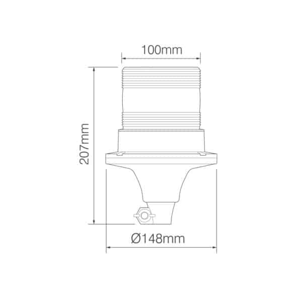 R10 LED flits-zwaailamp 10 - 30v met PC Flexi-DIN-voet - Afbeelding 2