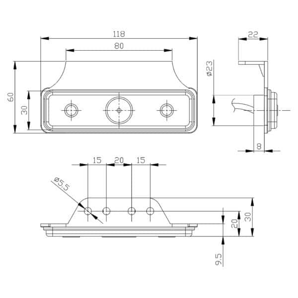 LED markeringslicht | amber | 12-24v | 50cm. kabel | MV-2950A - Afbeelding 3