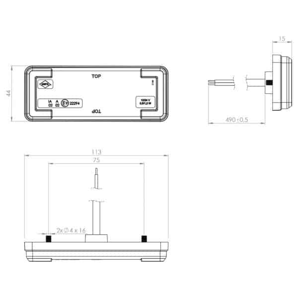LED markeringslicht neon amber | 12-24v | 50cm. kabel | MV-3100A - Afbeelding 4