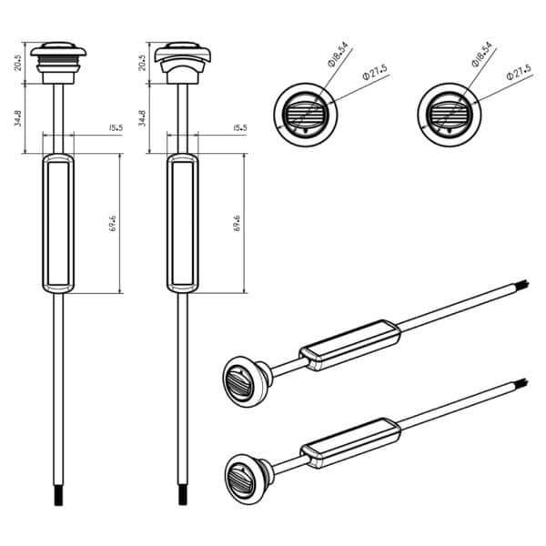 LED markeerlicht wit 12-24v 500cm kabel - Afbeelding 8