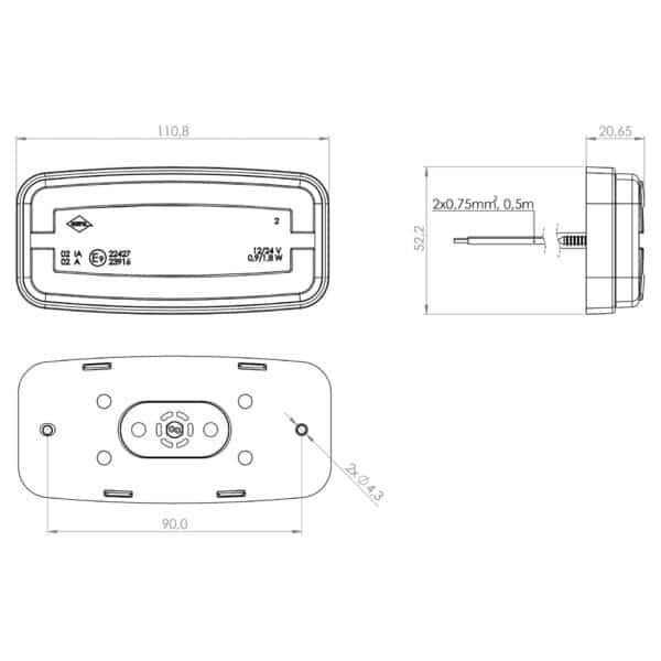 LED markeringslicht amber | 12-24v | 50cm. kabel | MV-4900W - Afbeelding 6