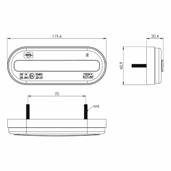 LED markeringslicht wit | 12-24v | 50cm. kabel | MV-5000W - Afbeelding 6