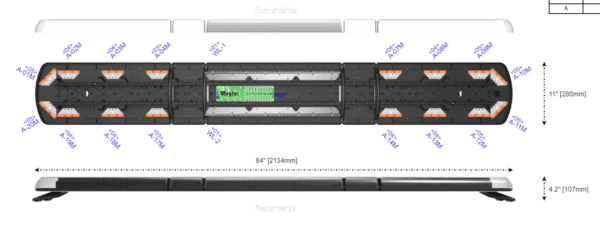 LED flitsbalk amber | 12 serie | ECE-R65 amber | transparant wit midden | 2133mm | 12-30995-E - Afbeelding 2