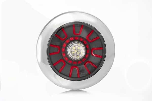 LED darklook mist-achteruitrijlicht, chrome 12-24v 5-PIN inbouw - Afbeelding 1